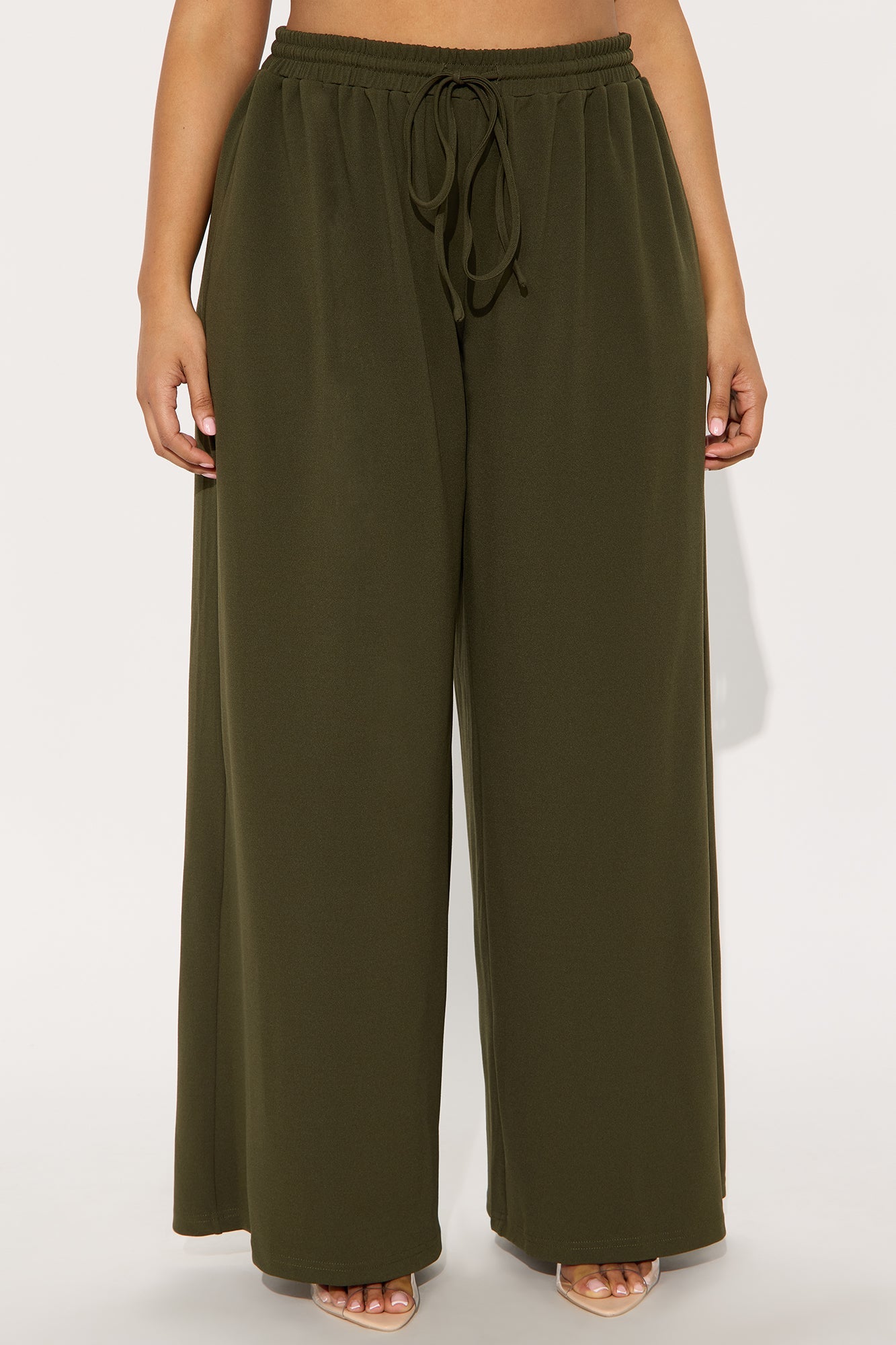 Undecided Path Crepe Woven Wide Leg Pant 33 - Olive