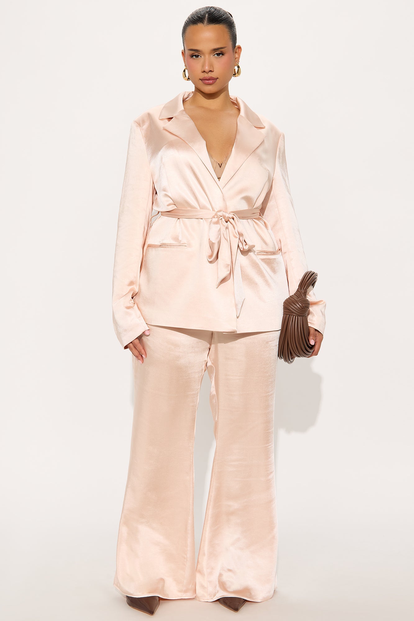 Flawless Energy Satin Belted Blazer - Pink