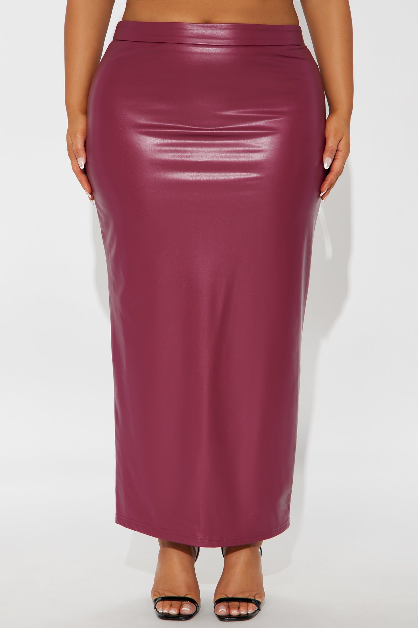 Never Lose Me Faux Leather Pencil Maxi Skirt - Plum