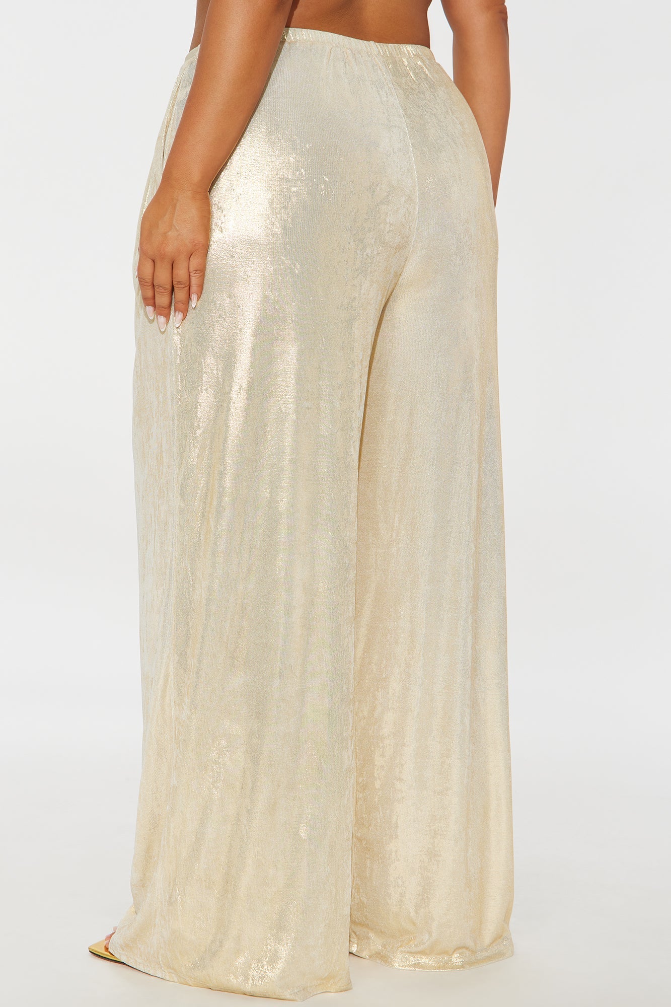 Luxe Aura Shimmer Wide Leg Pant 32″ - Gold