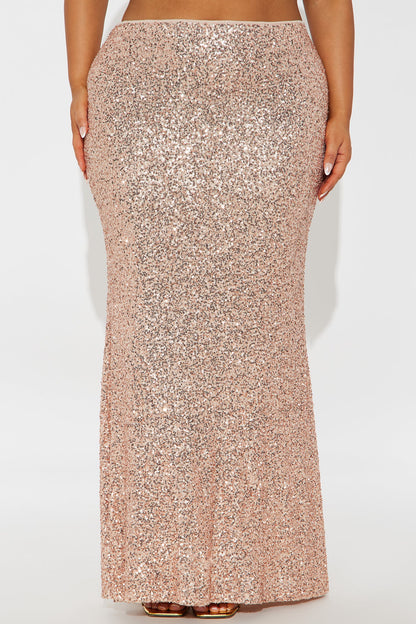On The Rise Mermaid Sequin Maxi Skirt - Champagne