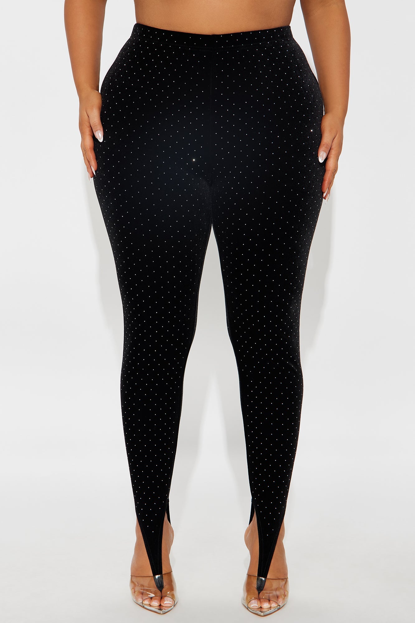 Seasonal Essence Embellished Velvet Stirrup Legging - Black