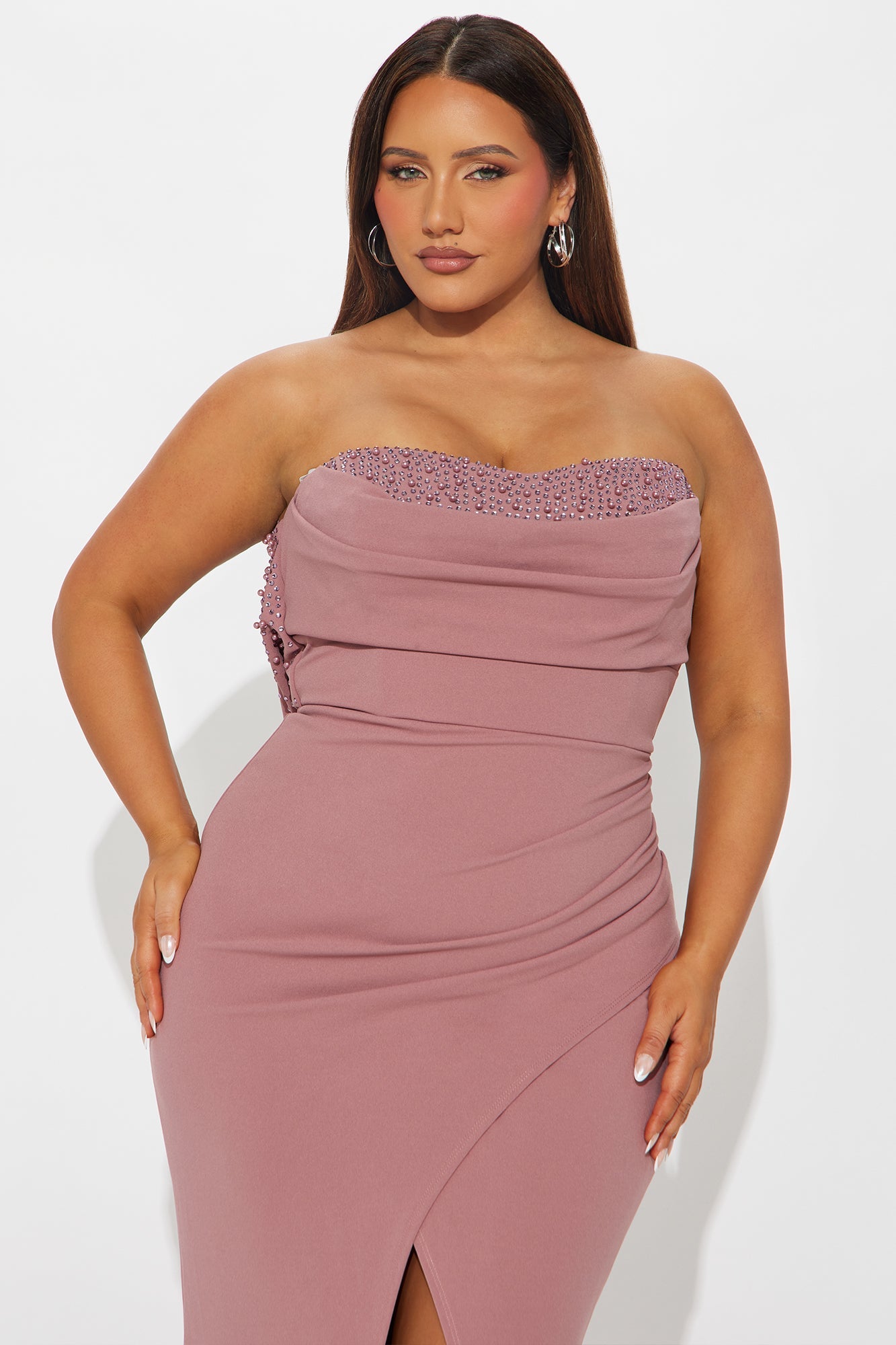 Romantic Heart Embellished Maxi Gown - Rose