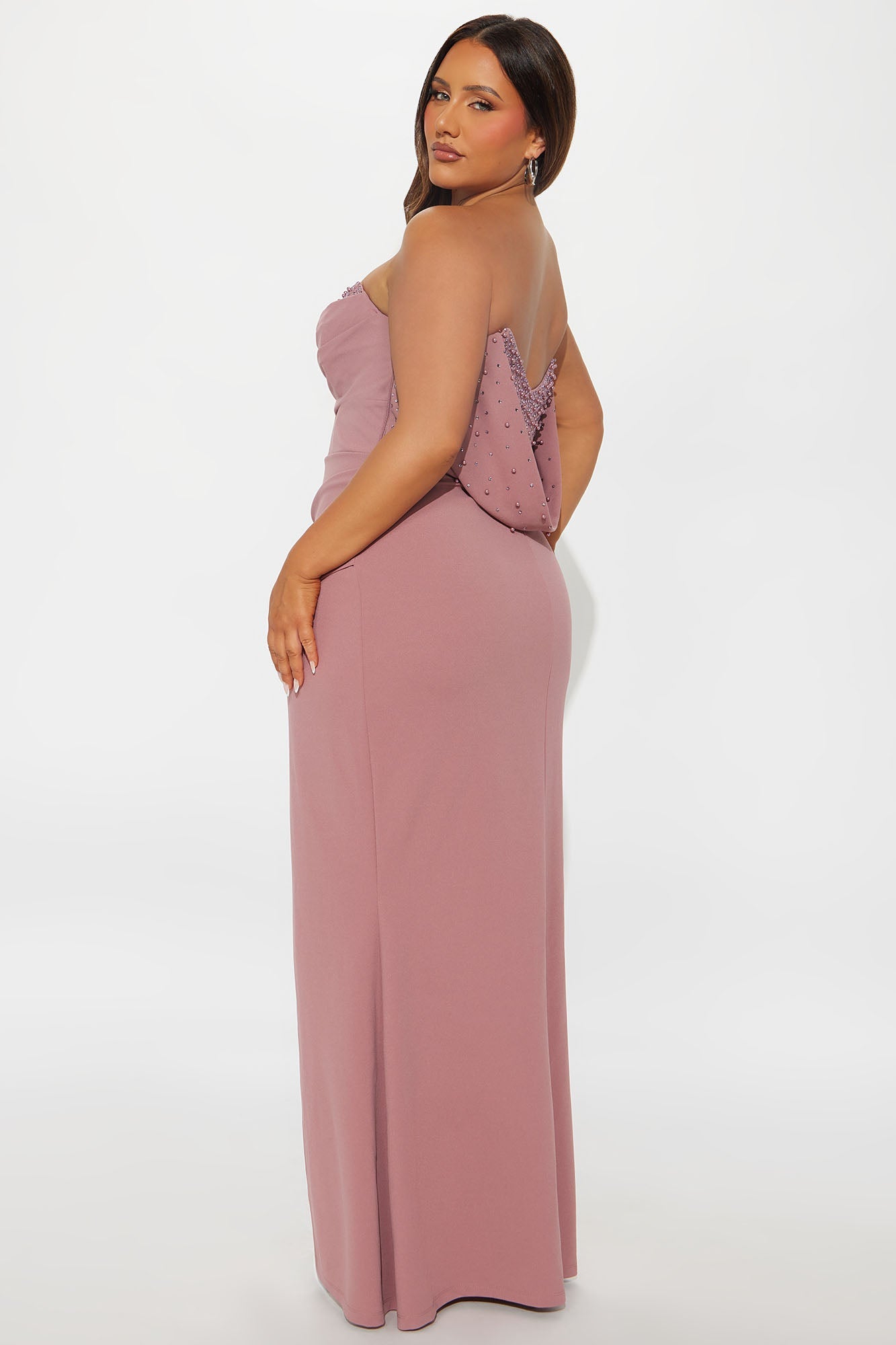 Romantic Heart Embellished Maxi Gown - Rose