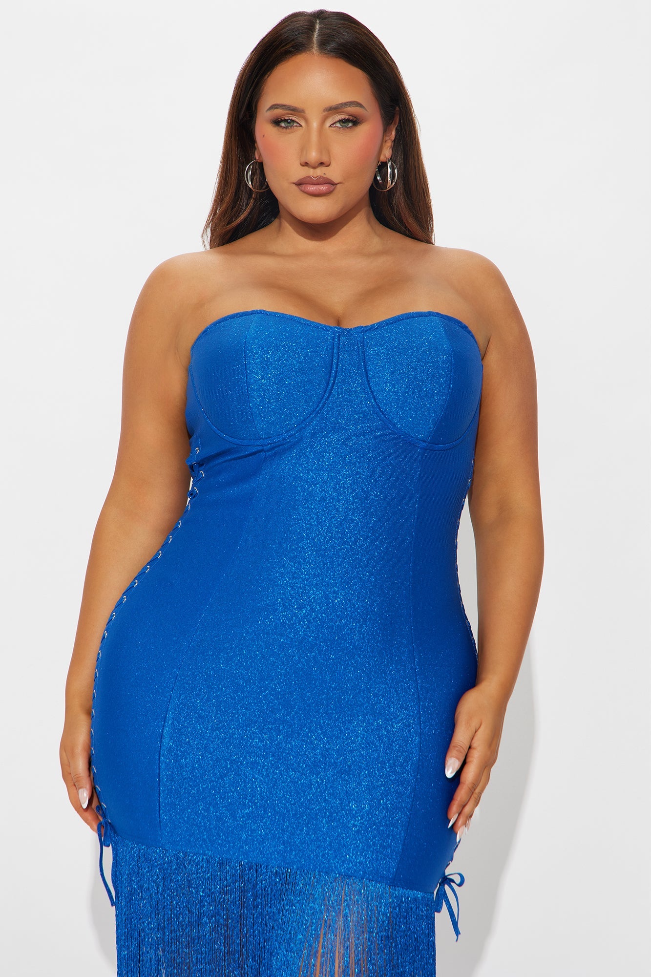 Flirty Charm Glitter Bandage Maxi Dress - Royal