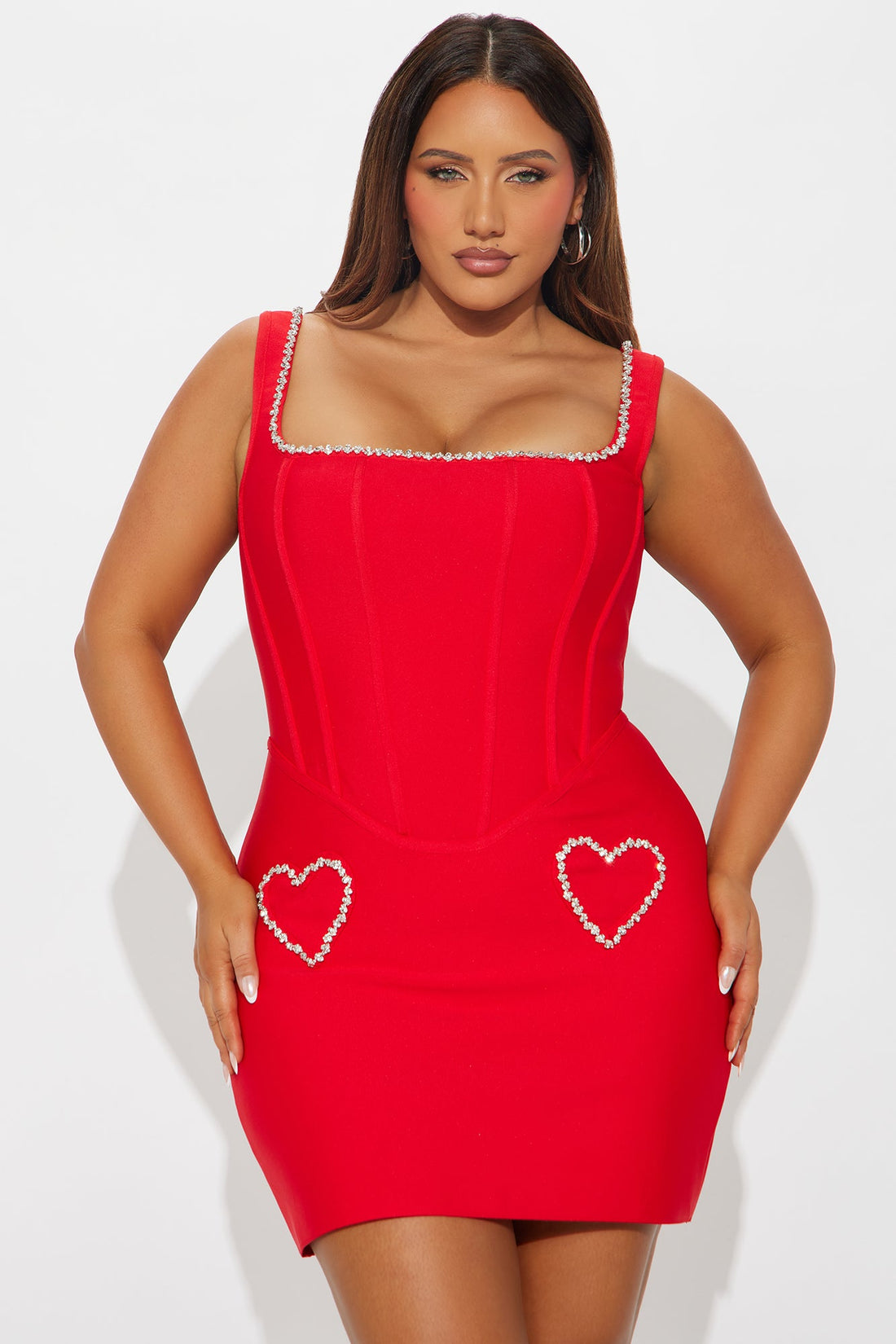 Hearts For You Bandage Mini Dress - Red
