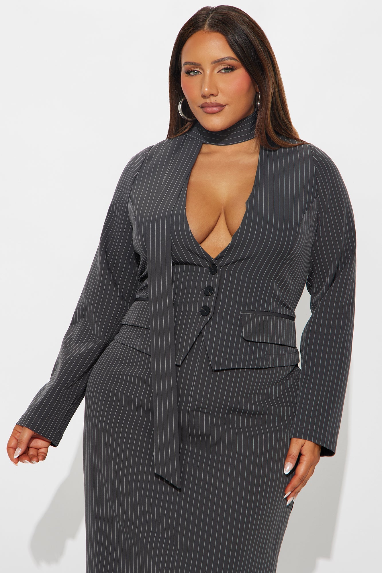 Totally Innocent Pinstripe Maxi Dress - Charcoal