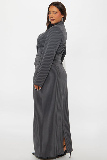 Totally Innocent Pinstripe Maxi Dress - Charcoal