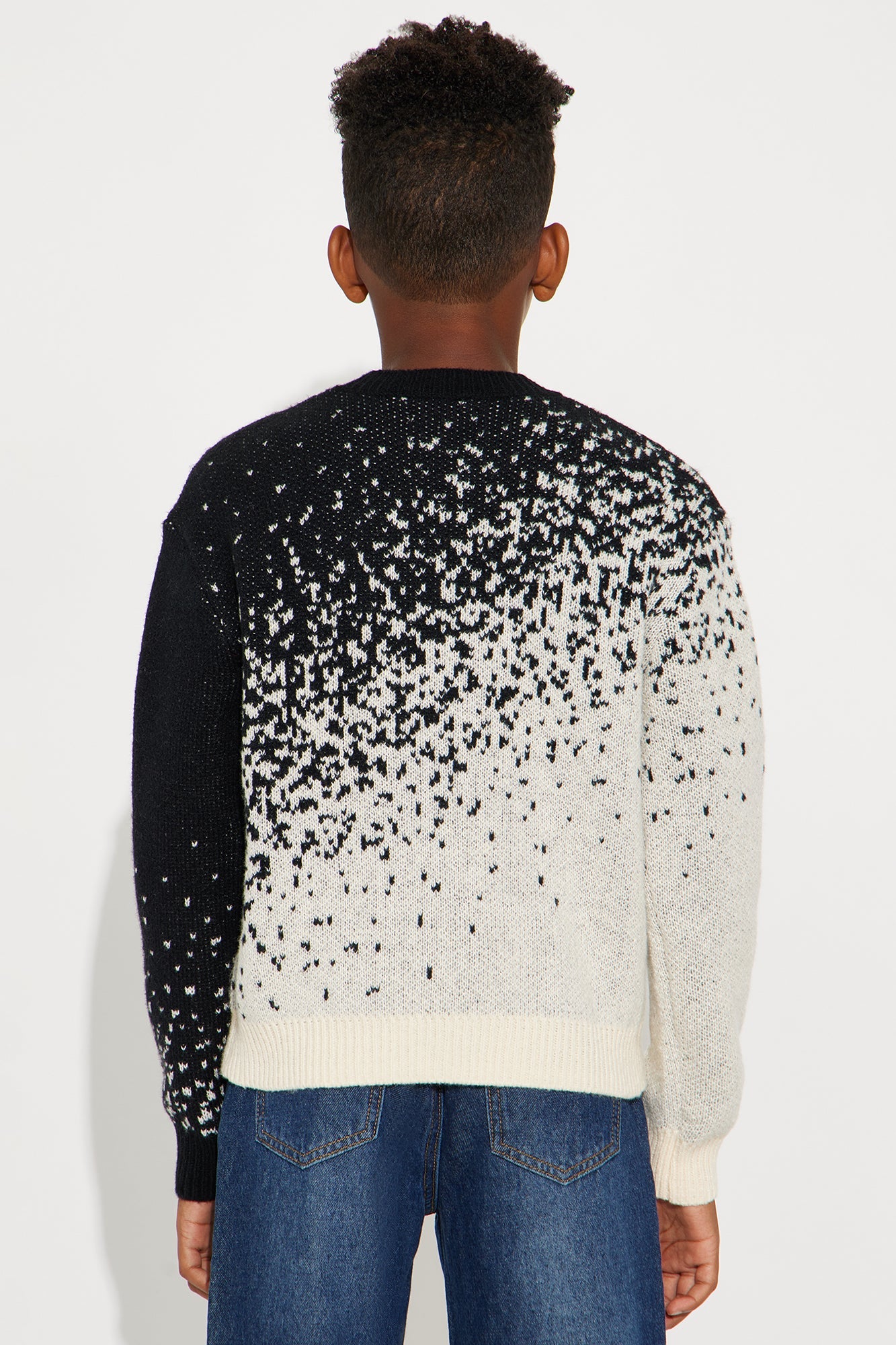 Mini Relaxed Fit Two Tone Crewneck Sweater - Black/combo