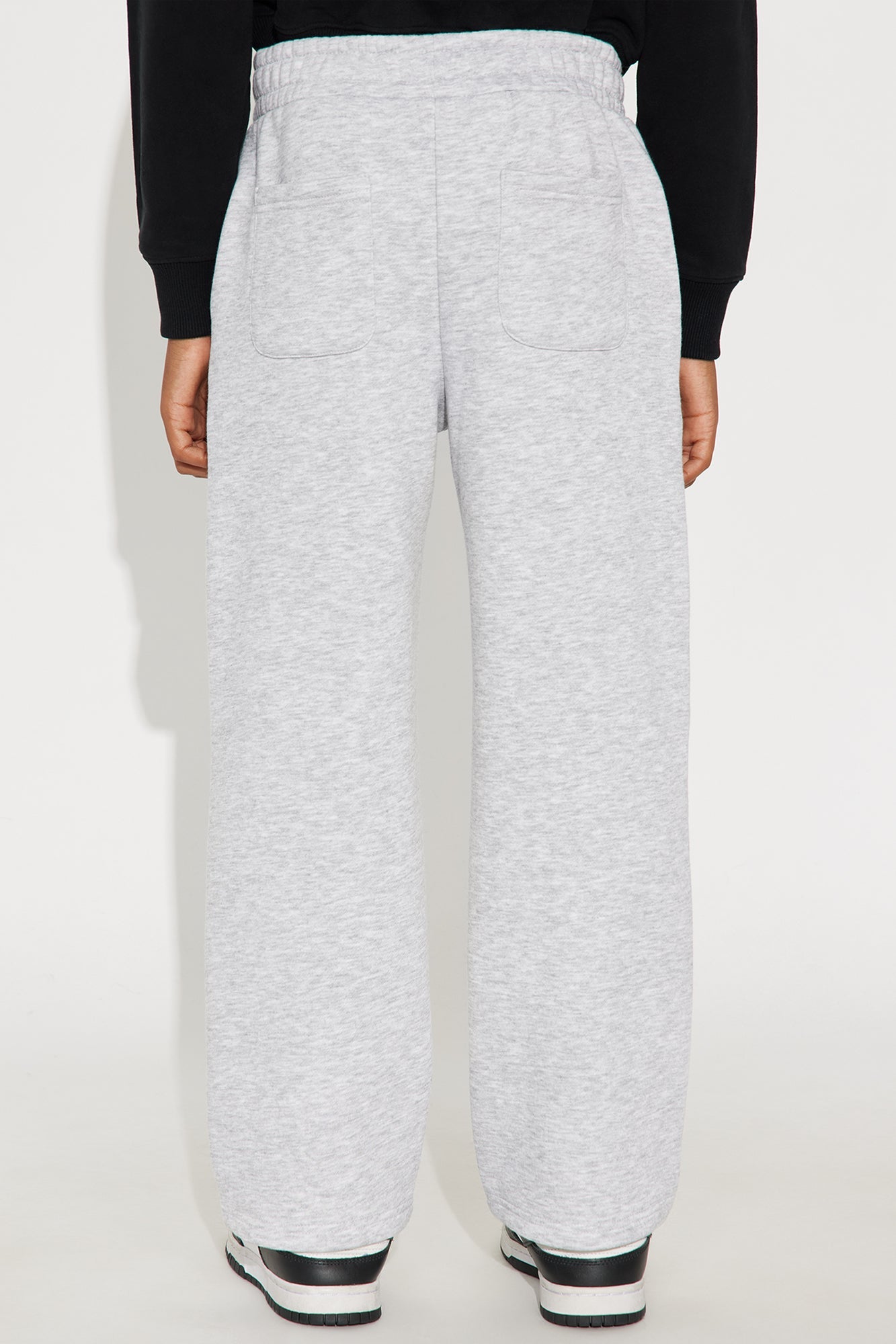 Mini Baggy Snap Pocket Distressed Sweatpants - Heather Grey
