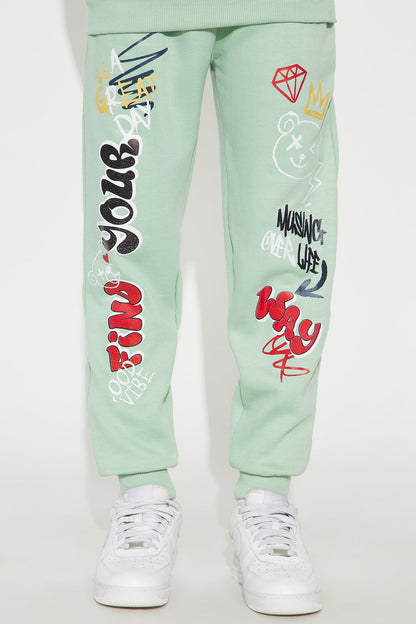 Mini Gotta Find Your Way Jogger Pant Set - Sage