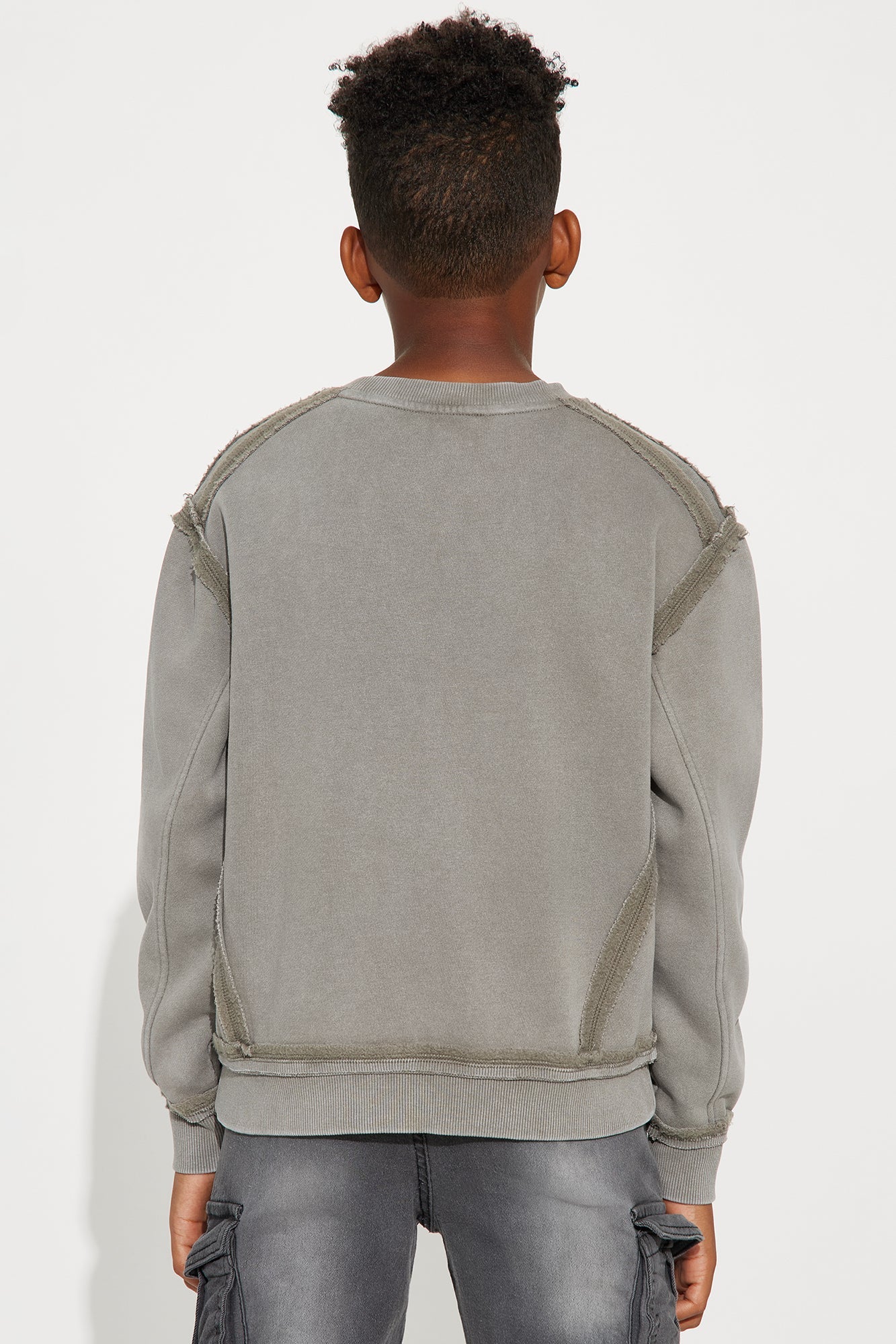 Mini Tyson Breezy Exposed Seams Crewneck Sweatshirt - Grey