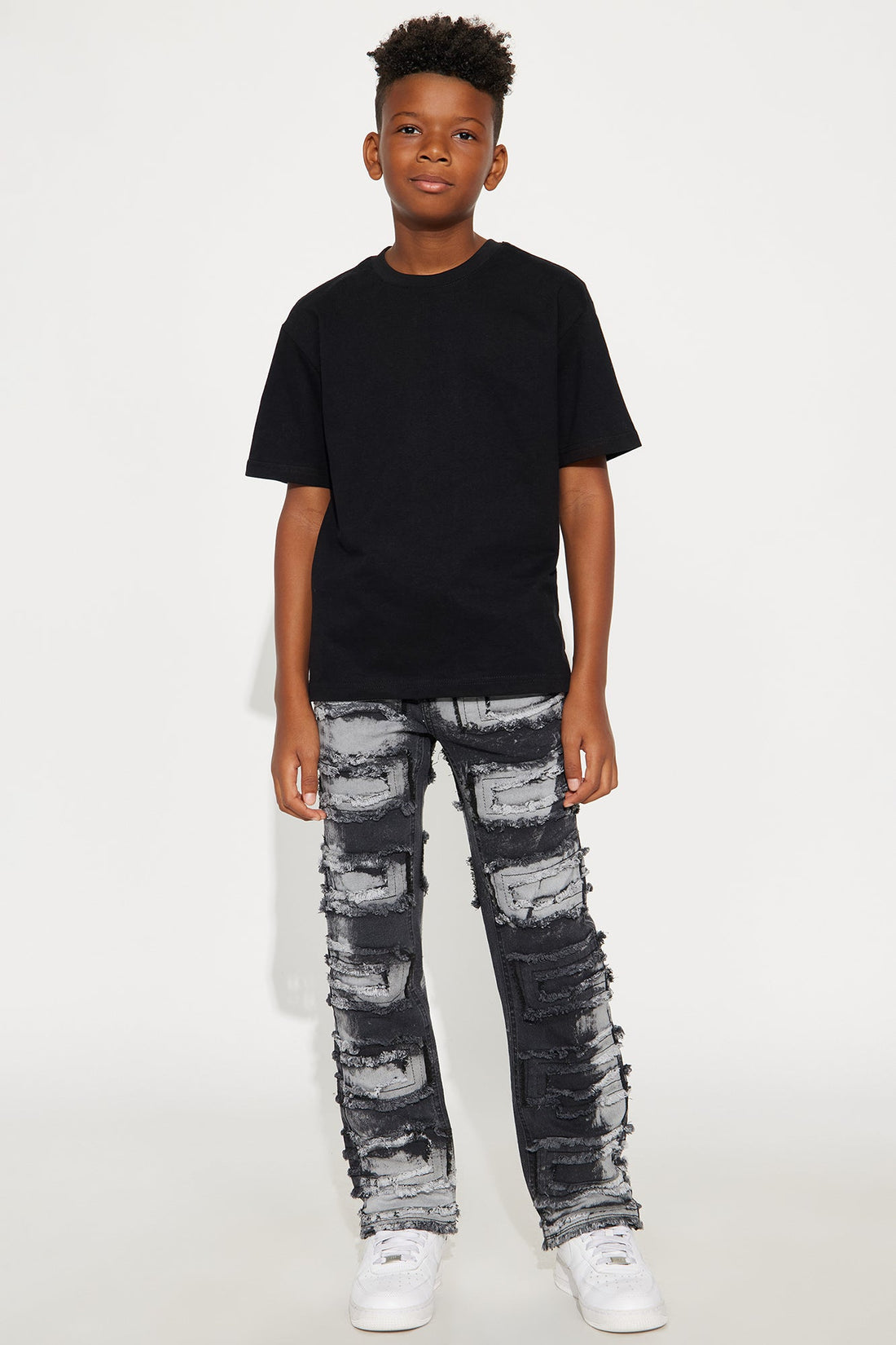 Mini Robert Frayed Skinny Jeans - Black/combo