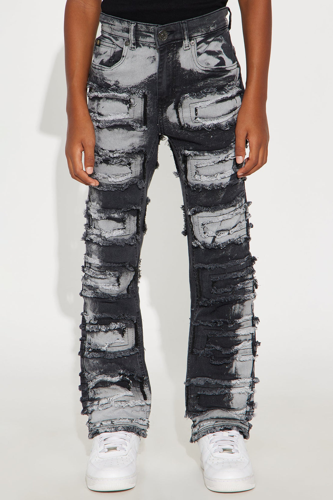 Mini Robert Frayed Skinny Jeans - Black/combo