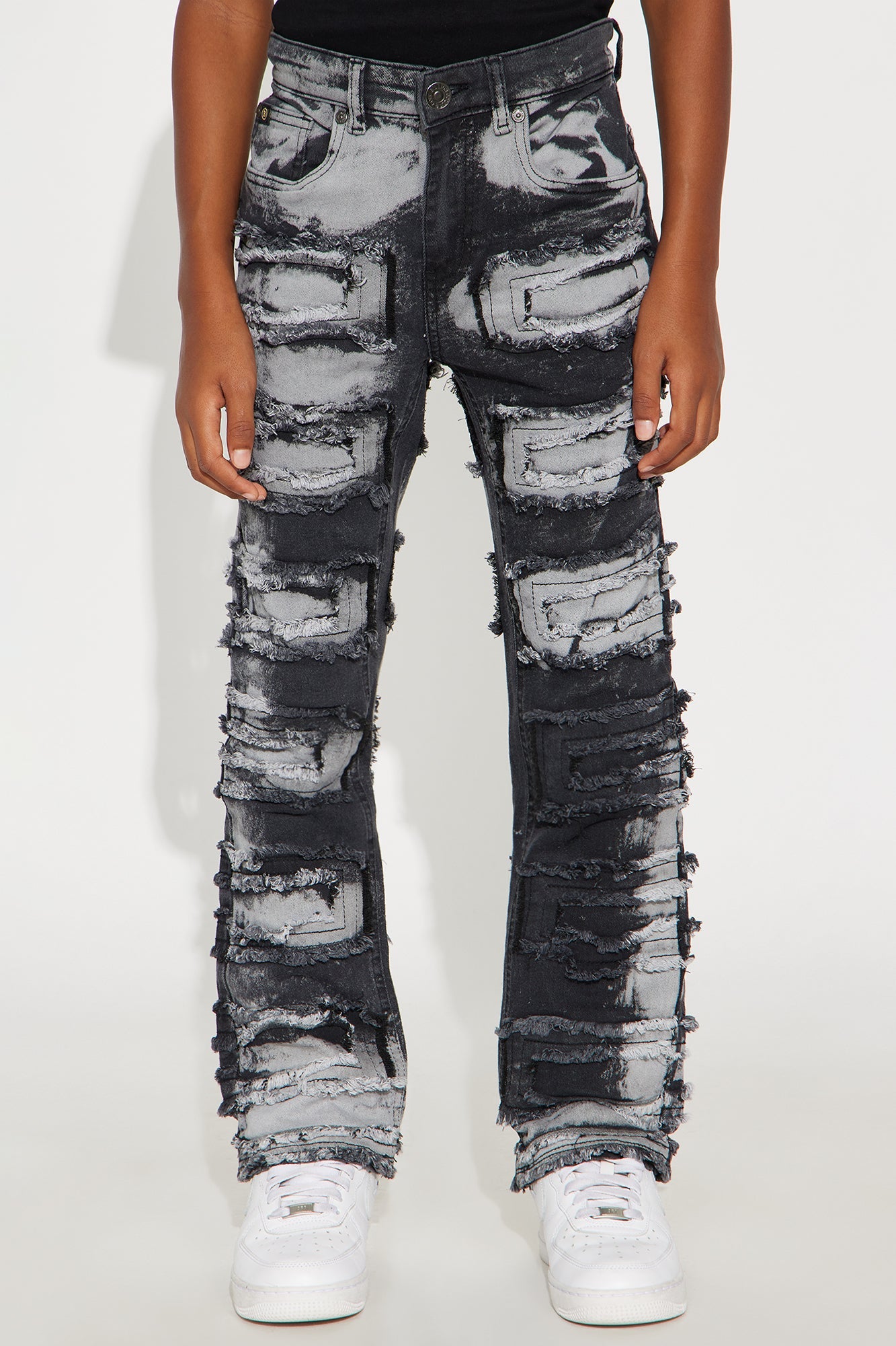 Mini Robert Frayed Skinny Jeans - Black/combo