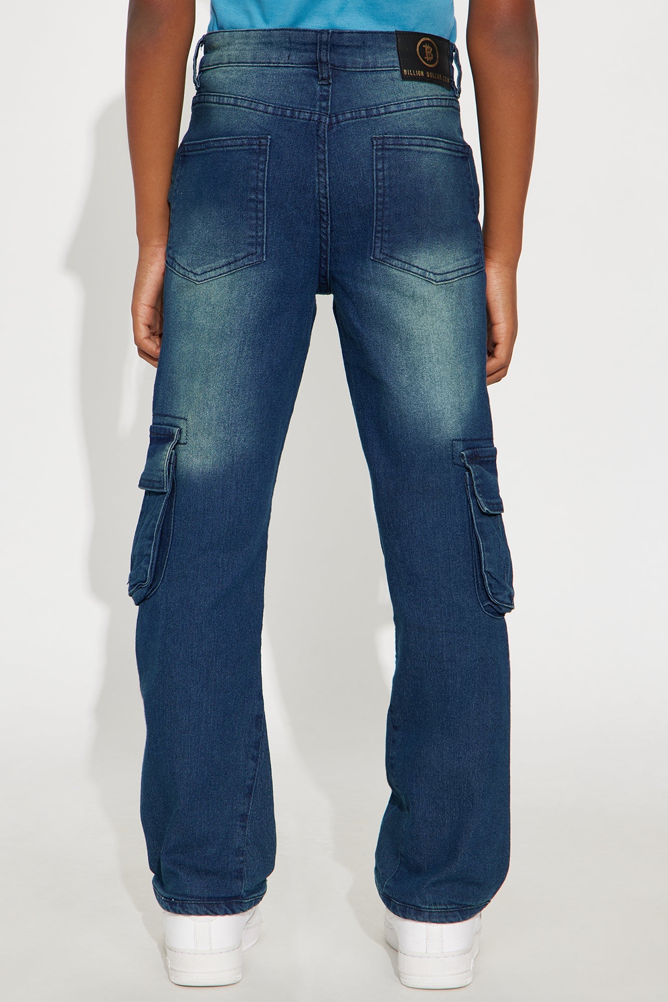 Mini Elias Cargo Straight Leg Jeans - Medium Blue Wash