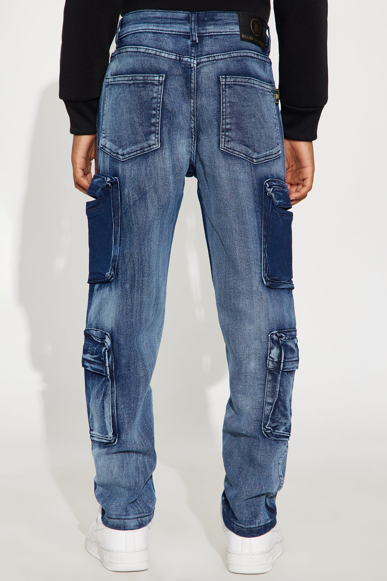 Mini Asher Cargo Tinted Straight Leg Jeans - Light Wash