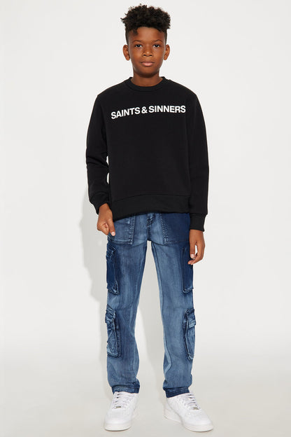 Mini Saints &amp; Sinners Front/Back Crew Neck Sweatshirt - Black