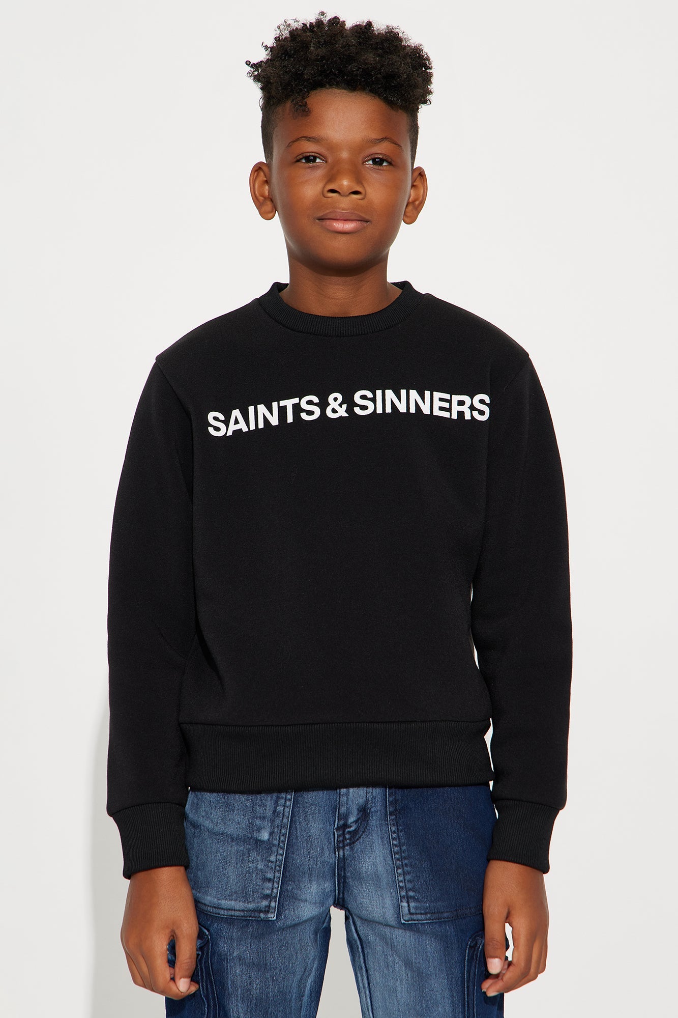 Mini Saints &amp; Sinners Front/Back Crew Neck Sweatshirt - Black