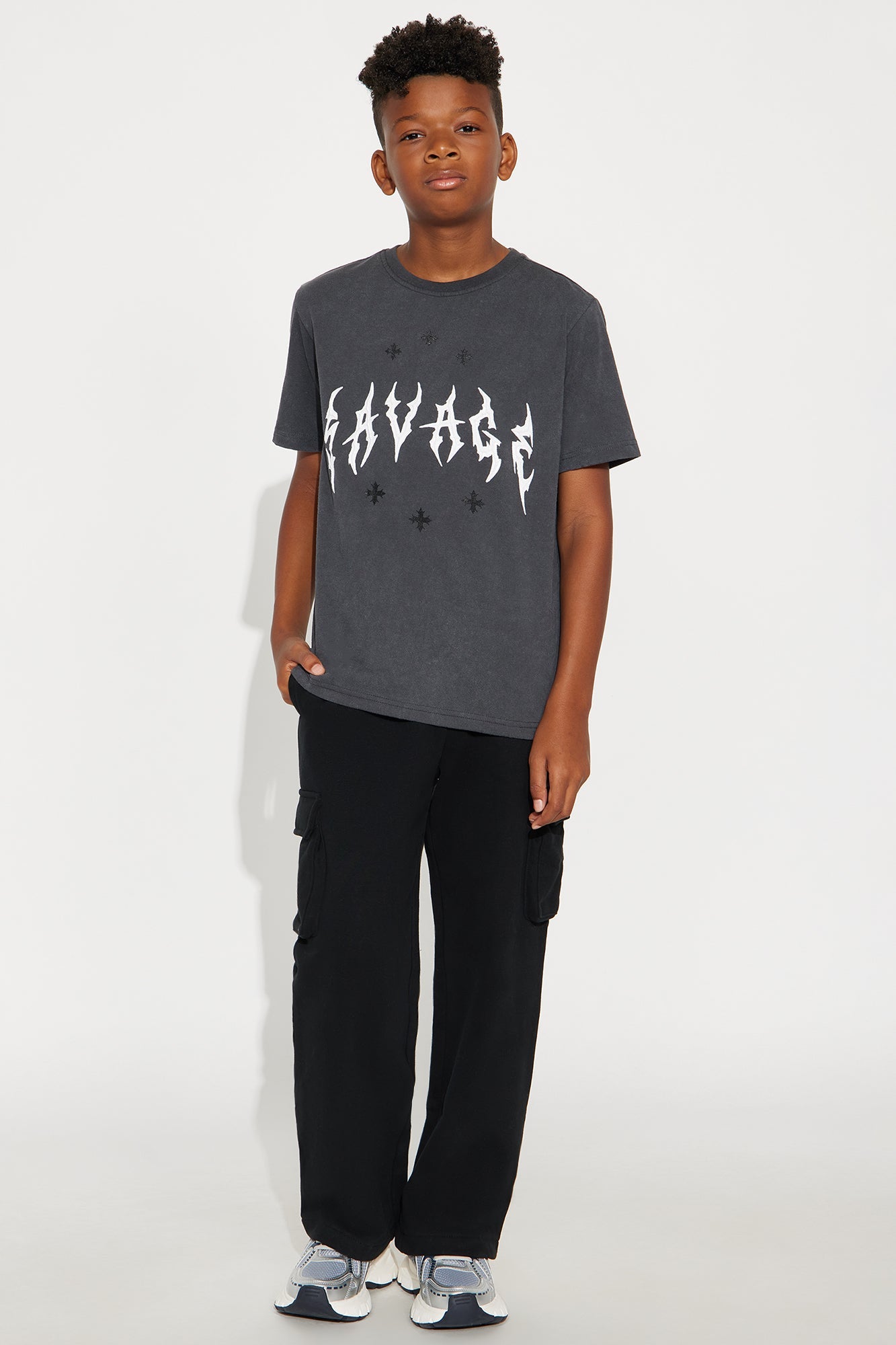 Mini Savage Life Short Sleeve Tee - Grey Mineral Wash