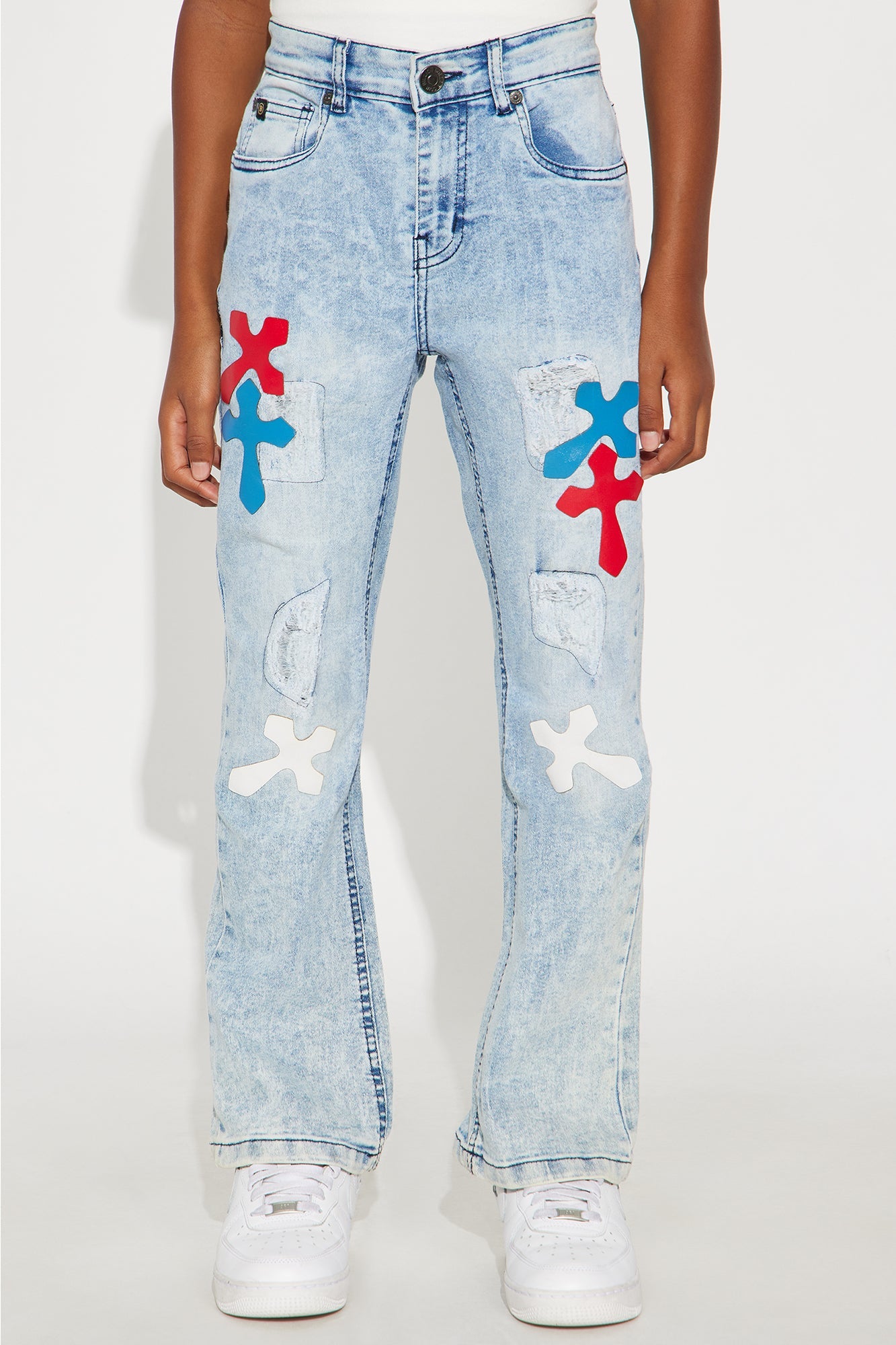 Mini Got My Wires Crossed Distressed Jeans - Light Blue Wash