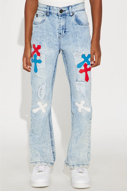 Mini Got My Wires Crossed Distressed Jeans - Light Blue Wash