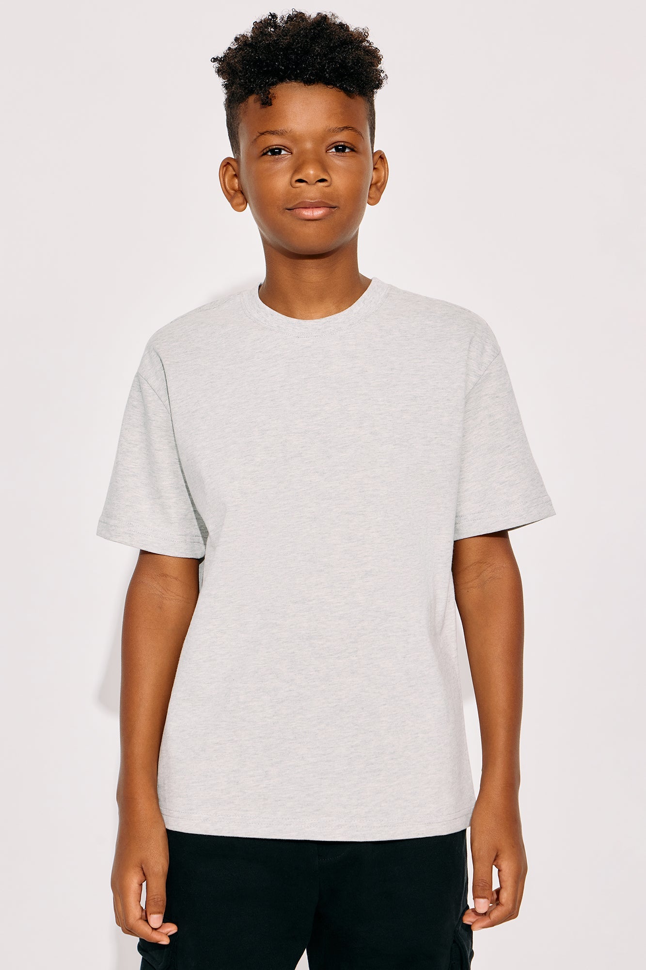 Mini Relaxed Premium Midweight Tee - Heather Grey