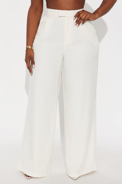 Etta Wide Leg Pant 33″ - Cream
