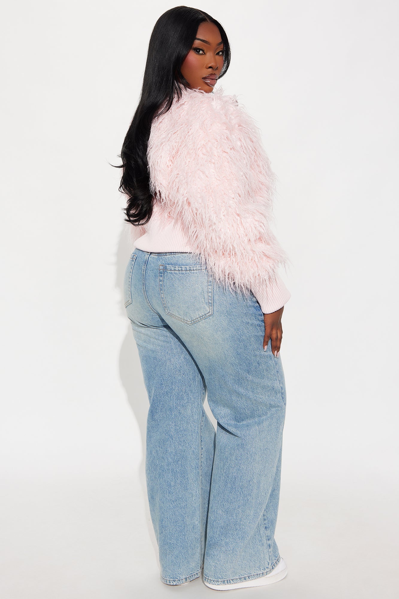 Sienna Shaggy Faux Fur Jacket - Light Pink