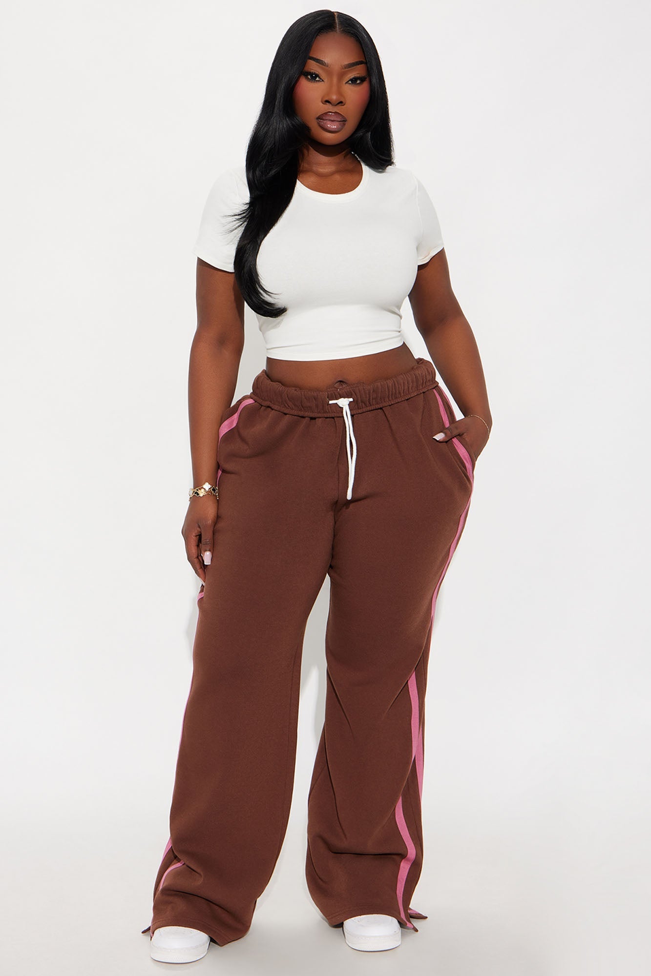 Fit Check Wide Leg Sweatpants - Brown
