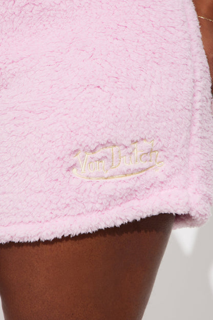 Von Dutch Rider Gal Sherpa Shorts - Pink