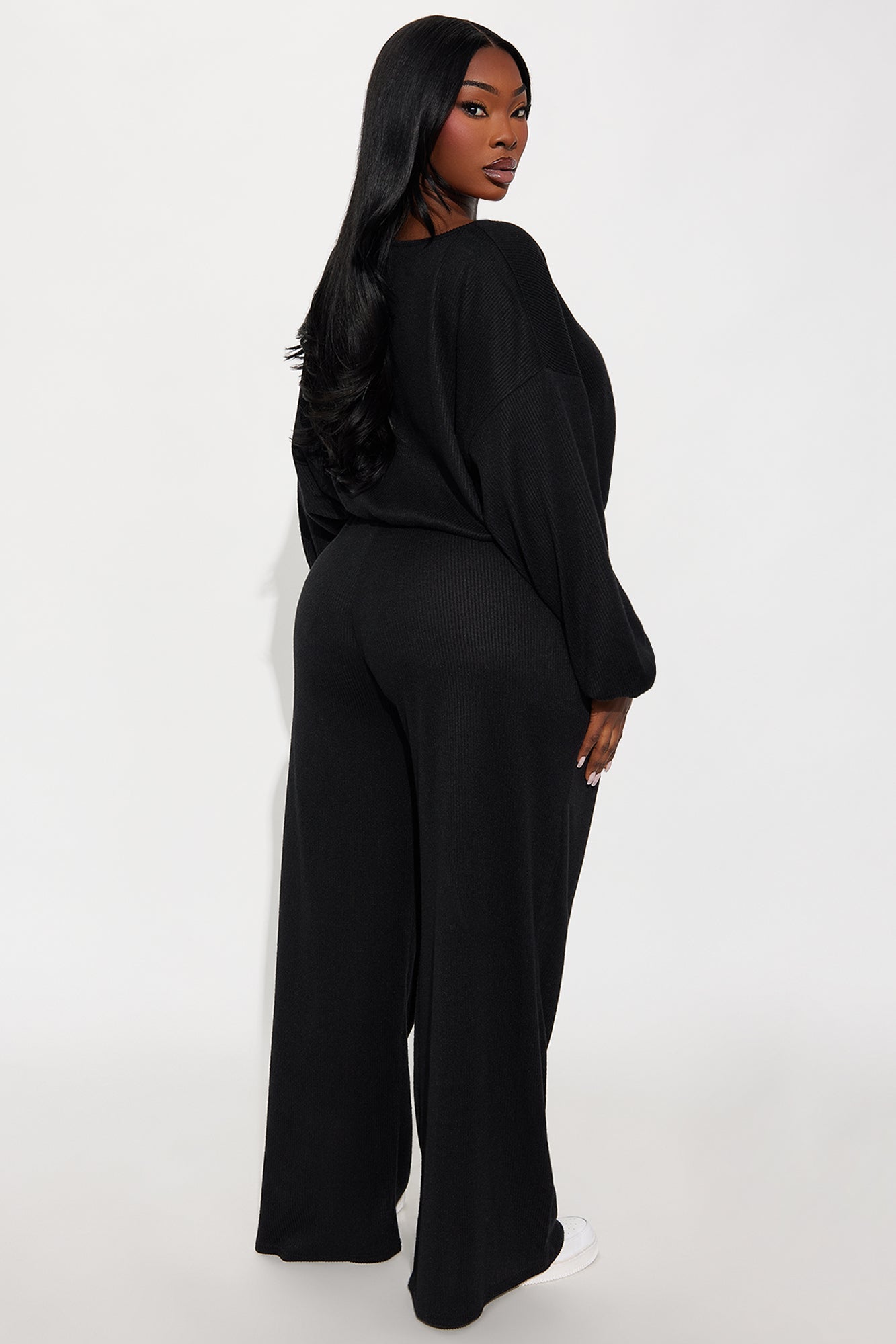 Homebody Wide Leg Pant Set - Black