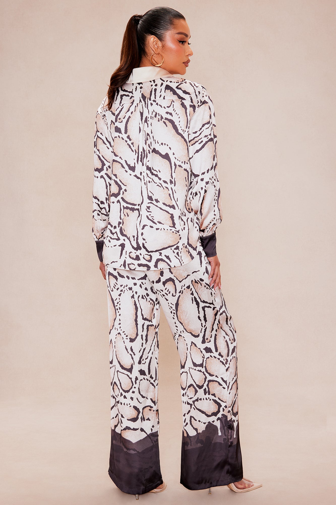 Darlene Satin Pant Set - Ivory/combo