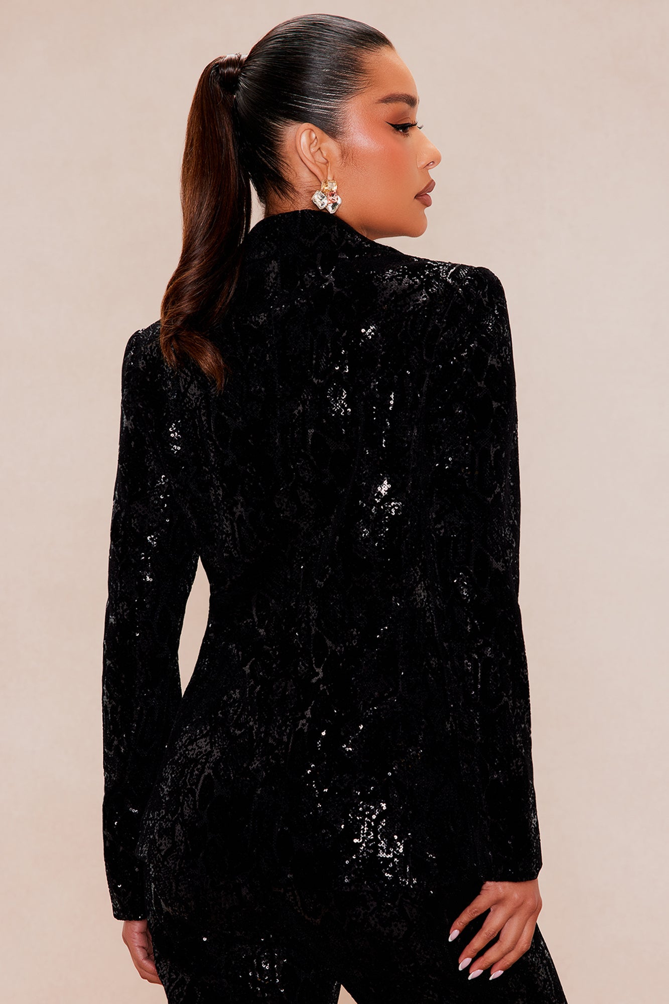 Reign Velvet Sequin Blazer - Black