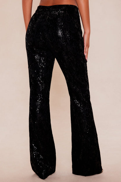 Reign Velvet Sequin Pant - Black