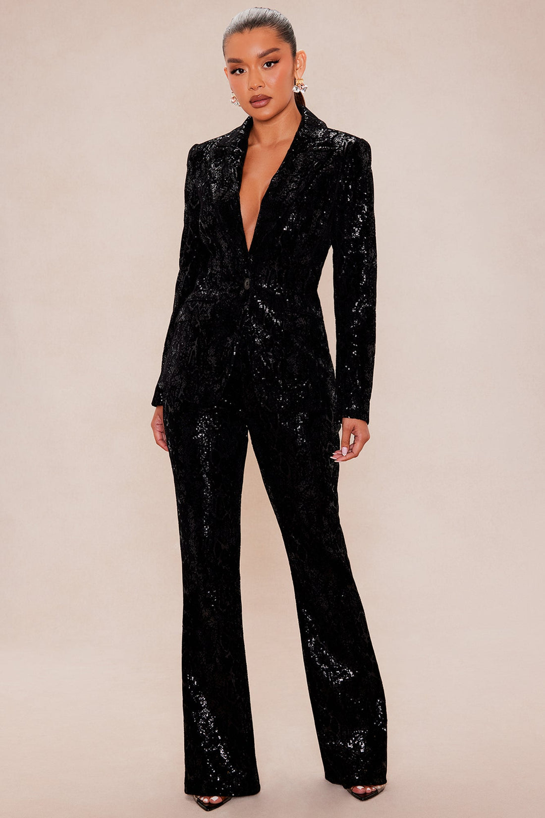 Reign Velvet Sequin Pant - Black