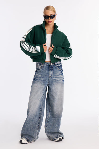 Game Play Stripes Bomber Jacket - Hunter