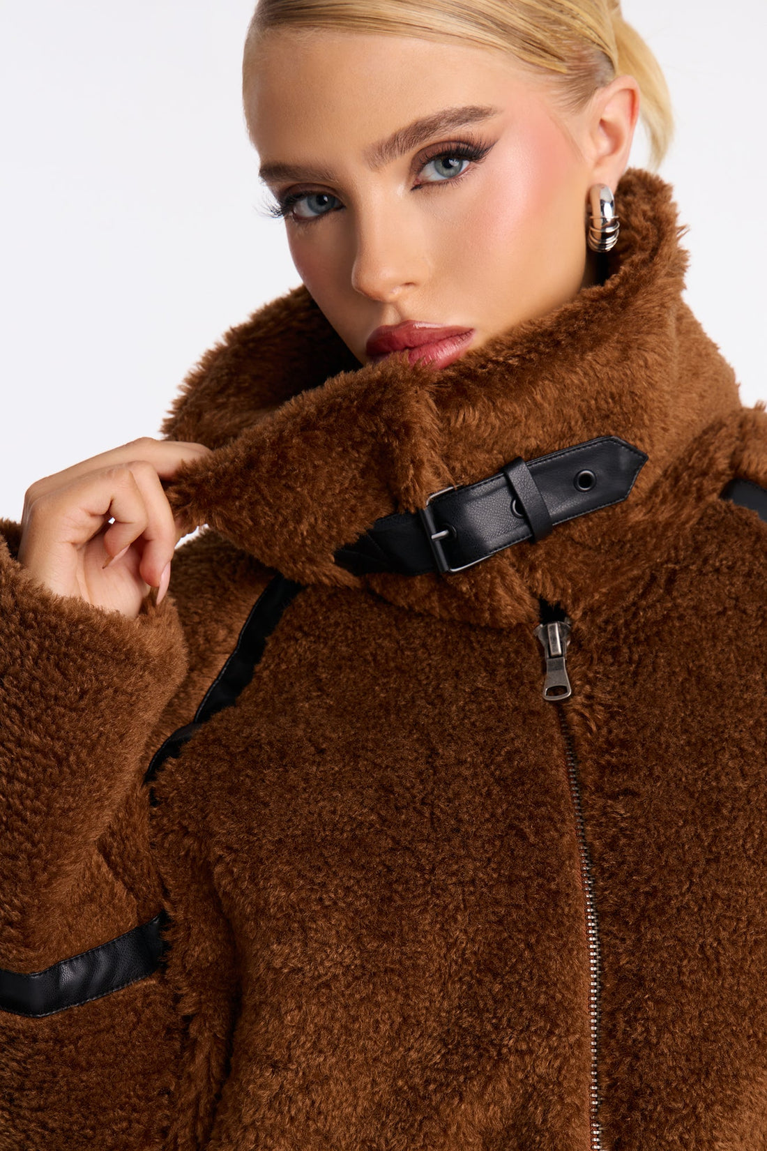 Cameron Faux Fur Jacket - Brown