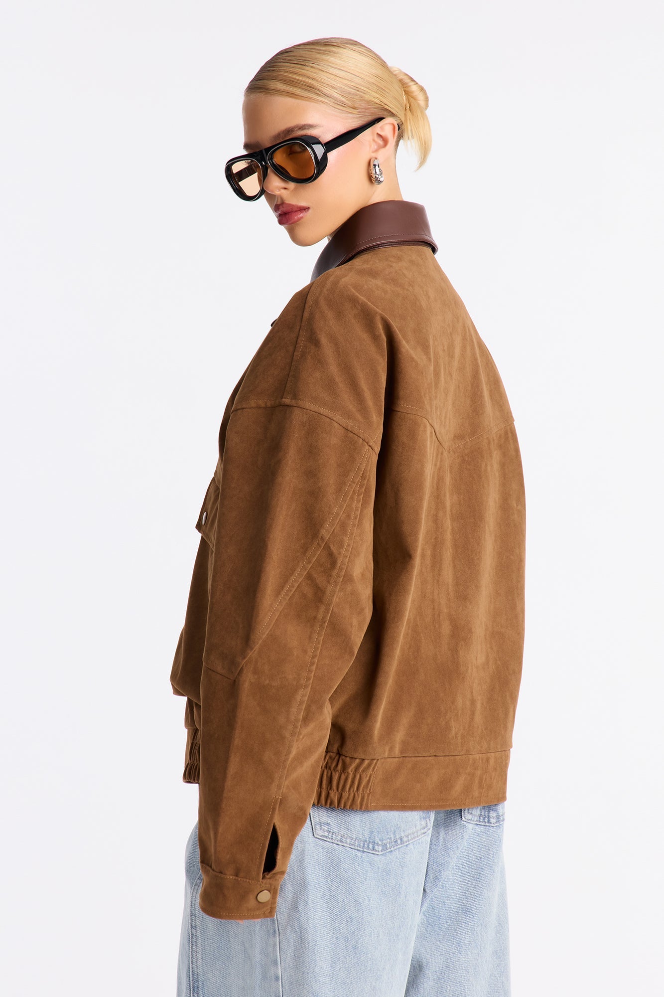 Down The Road Faux Suede Utility Jacket - Camel