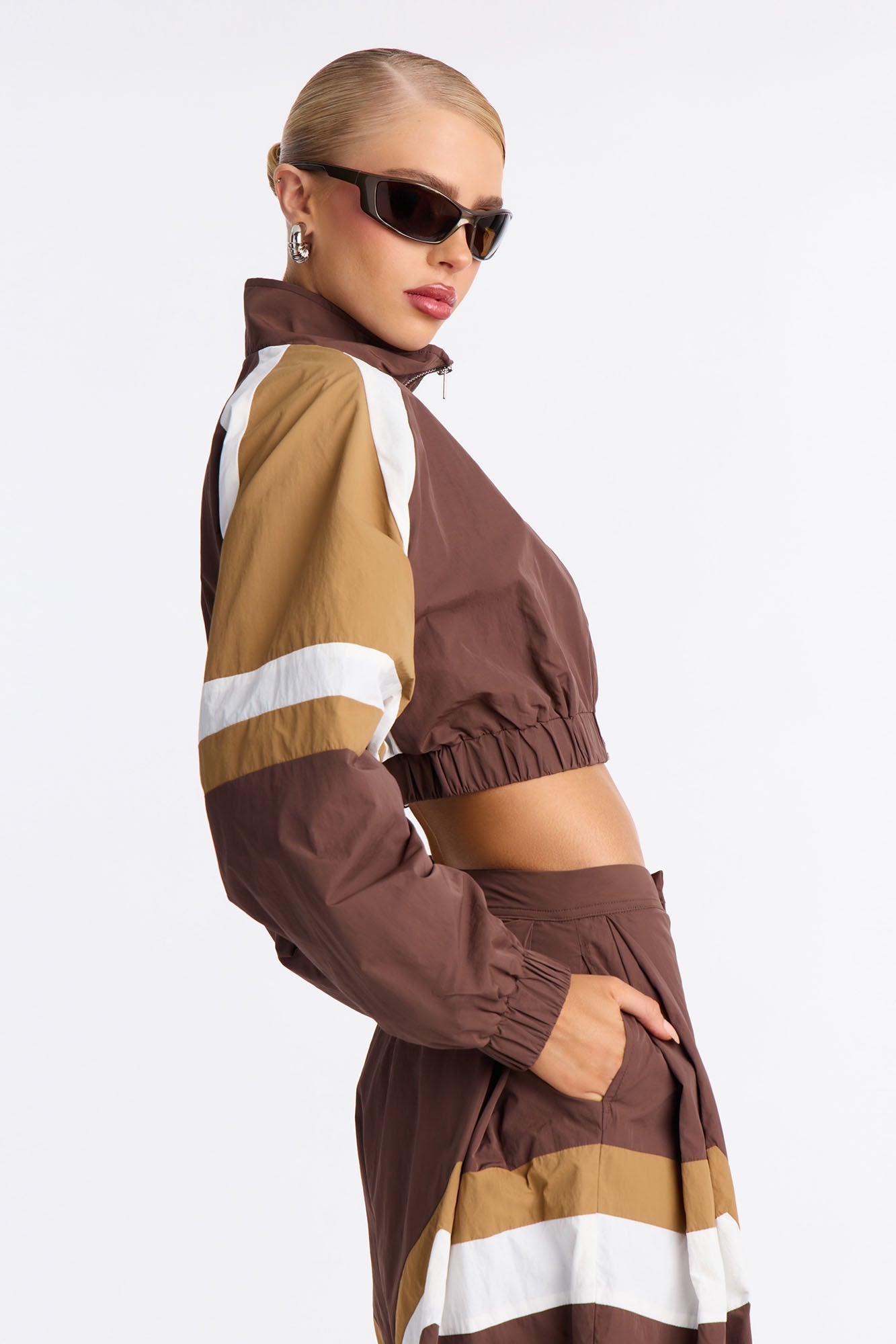 On The Move Barrel Leg Pant Set - Chocolate/Combo