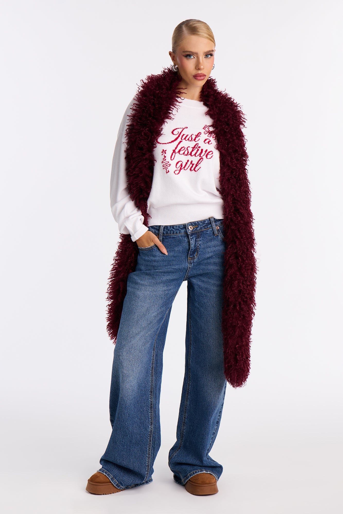 Just A Festive Girl Cropped Sweater - White/combo