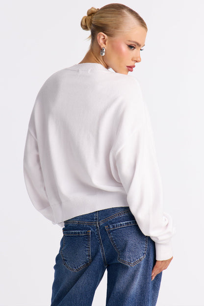 Just A Festive Girl Cropped Sweater - White/combo