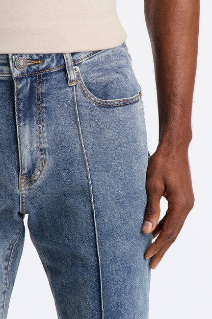 Stacked Skinny Flare Runaway Seam Jean - Medium Blue Wash