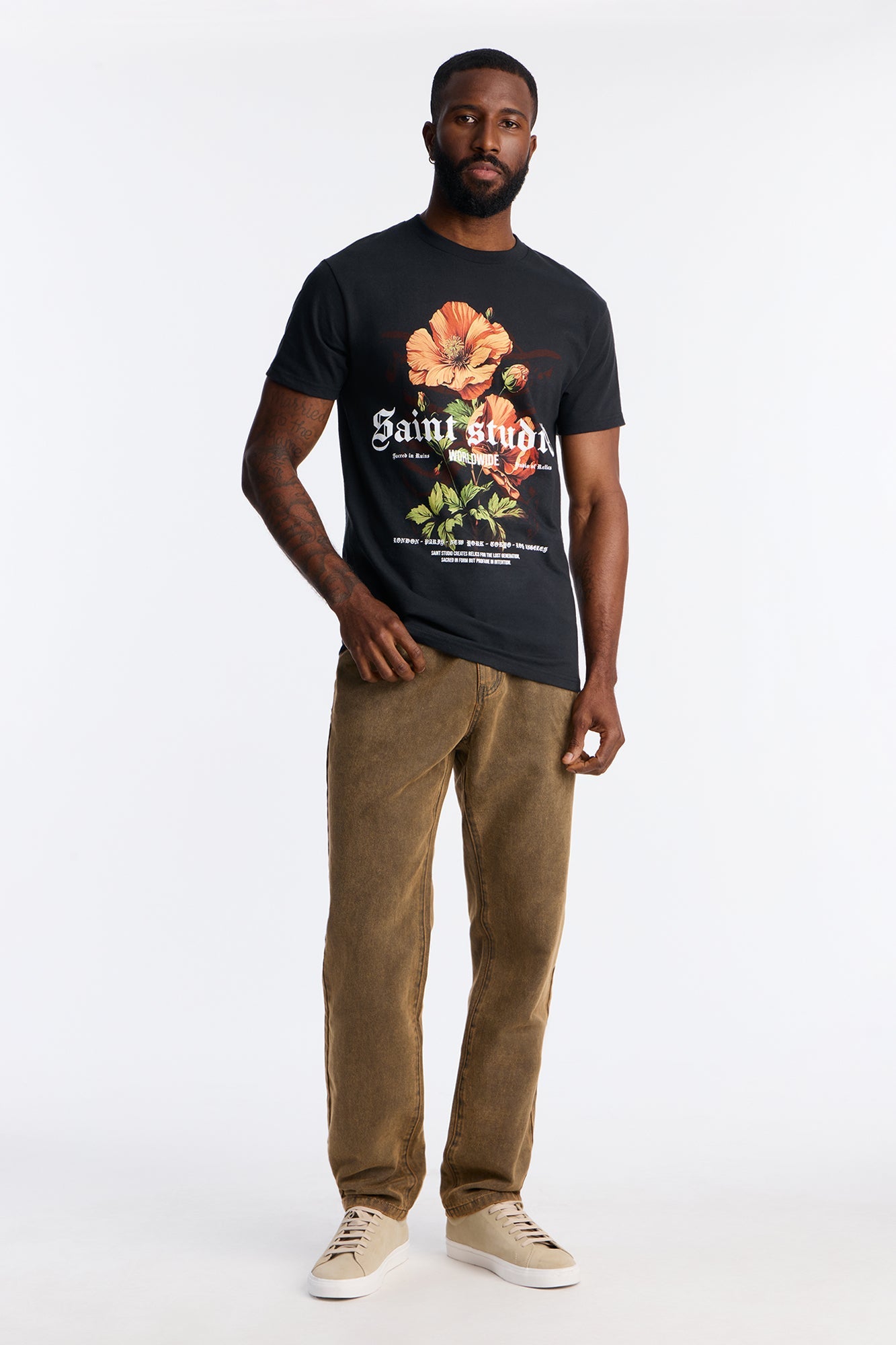 Saint Studio Floral Edition Short Sleeve Tee - Black