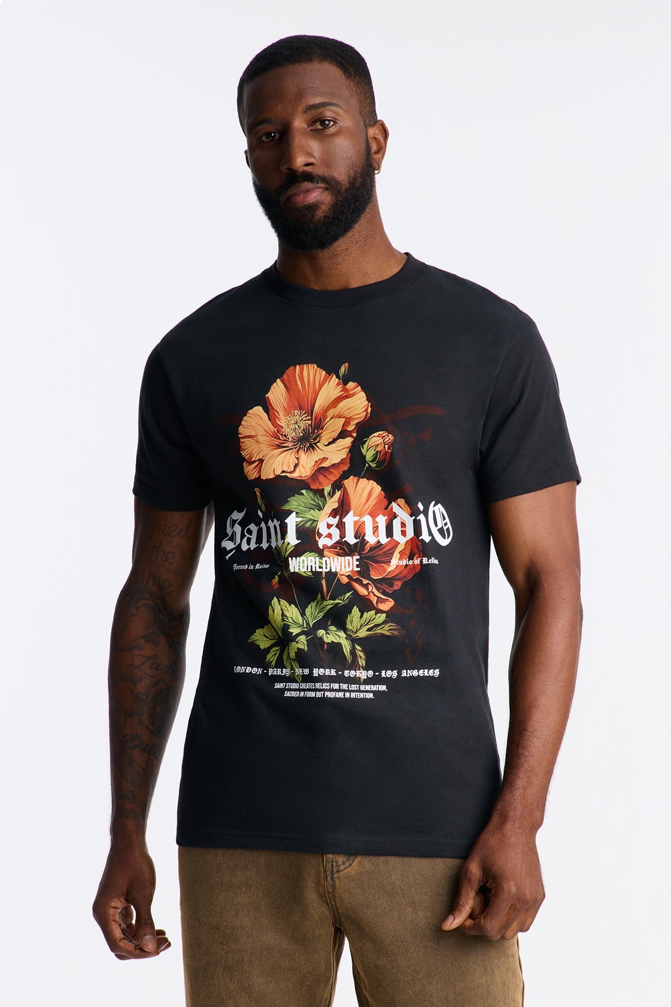 Saint Studio Floral Edition Short Sleeve Tee - Black