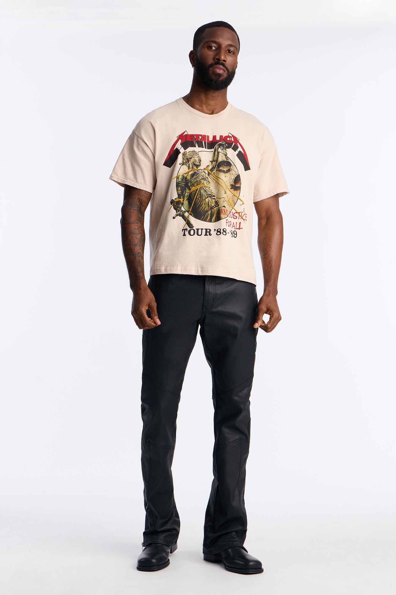 Metallica And Justice For All Tour 89 Boxy Short Sleeve Tee - Sand