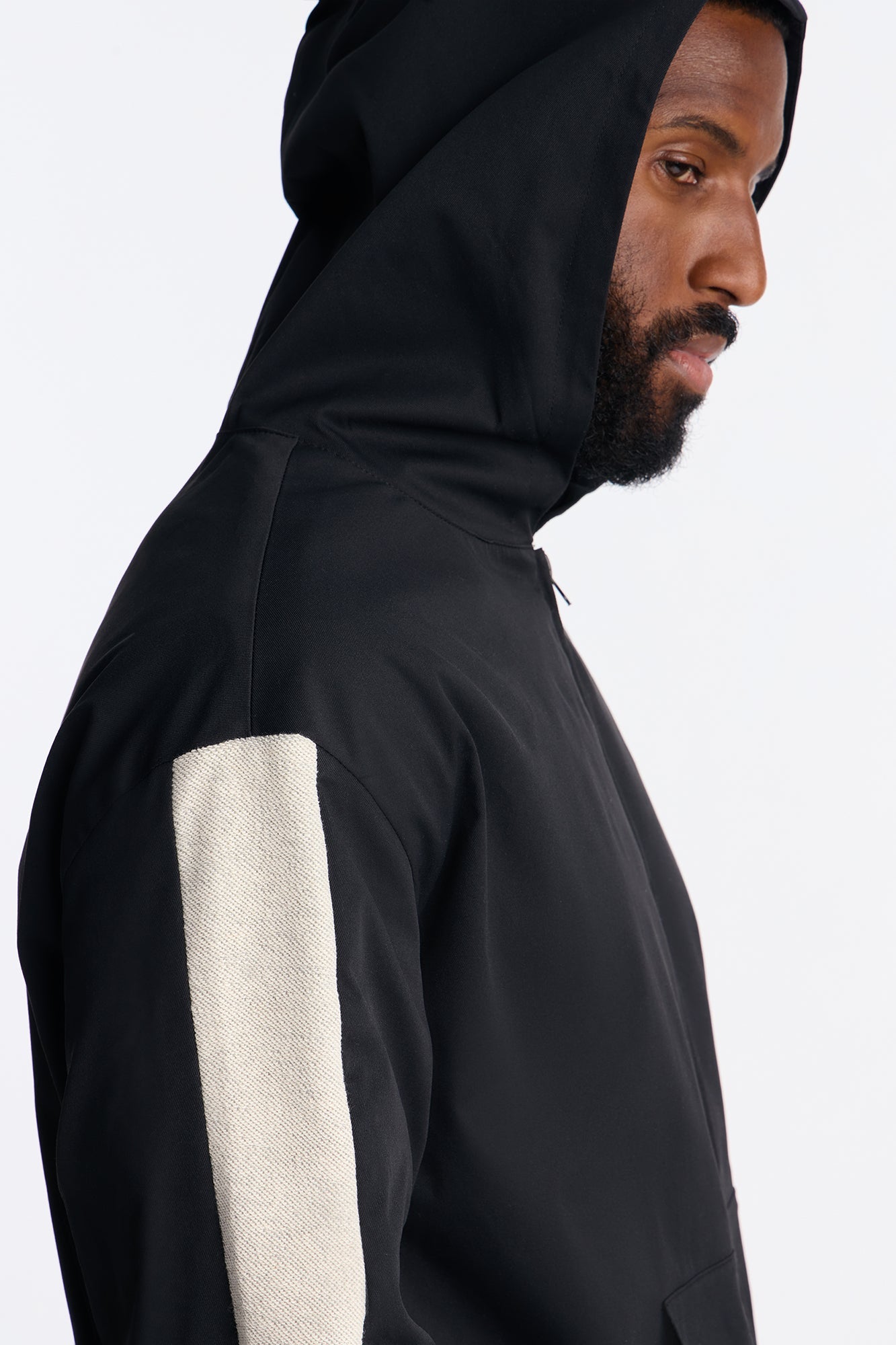 Knit Striped Zip Hooded Jacket - Black
