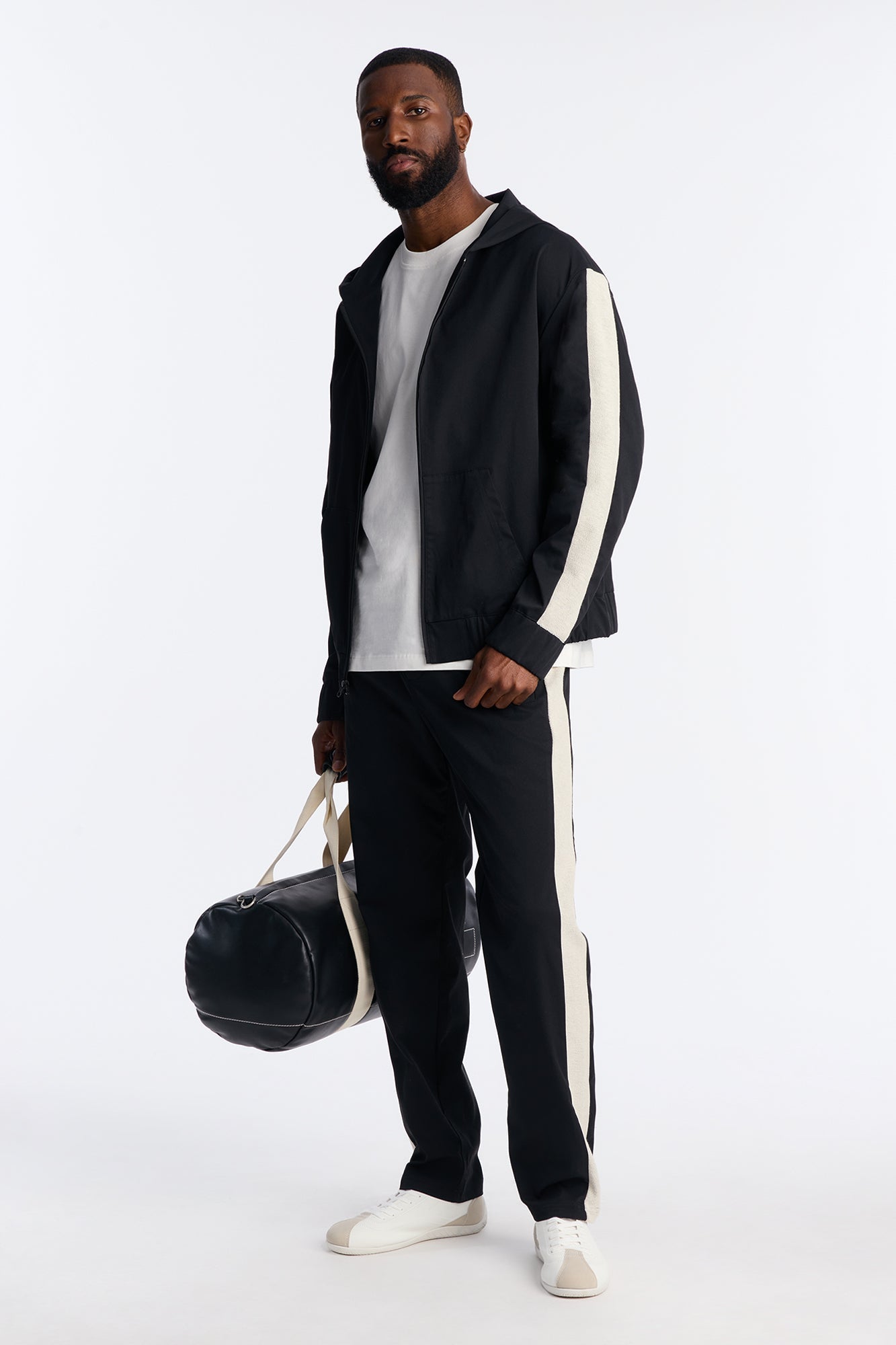 Slim Knit Stripe Pant - Black