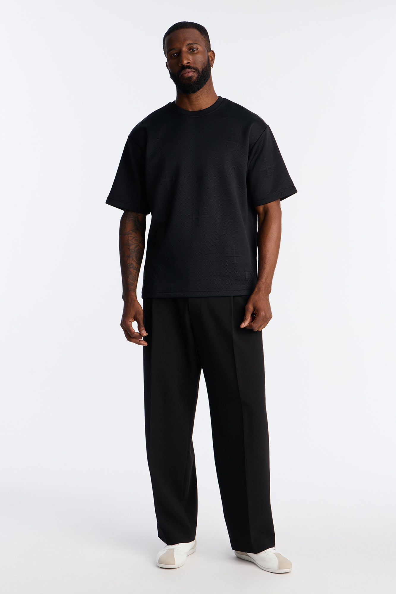 Saints Embossed Crew Tee - Black