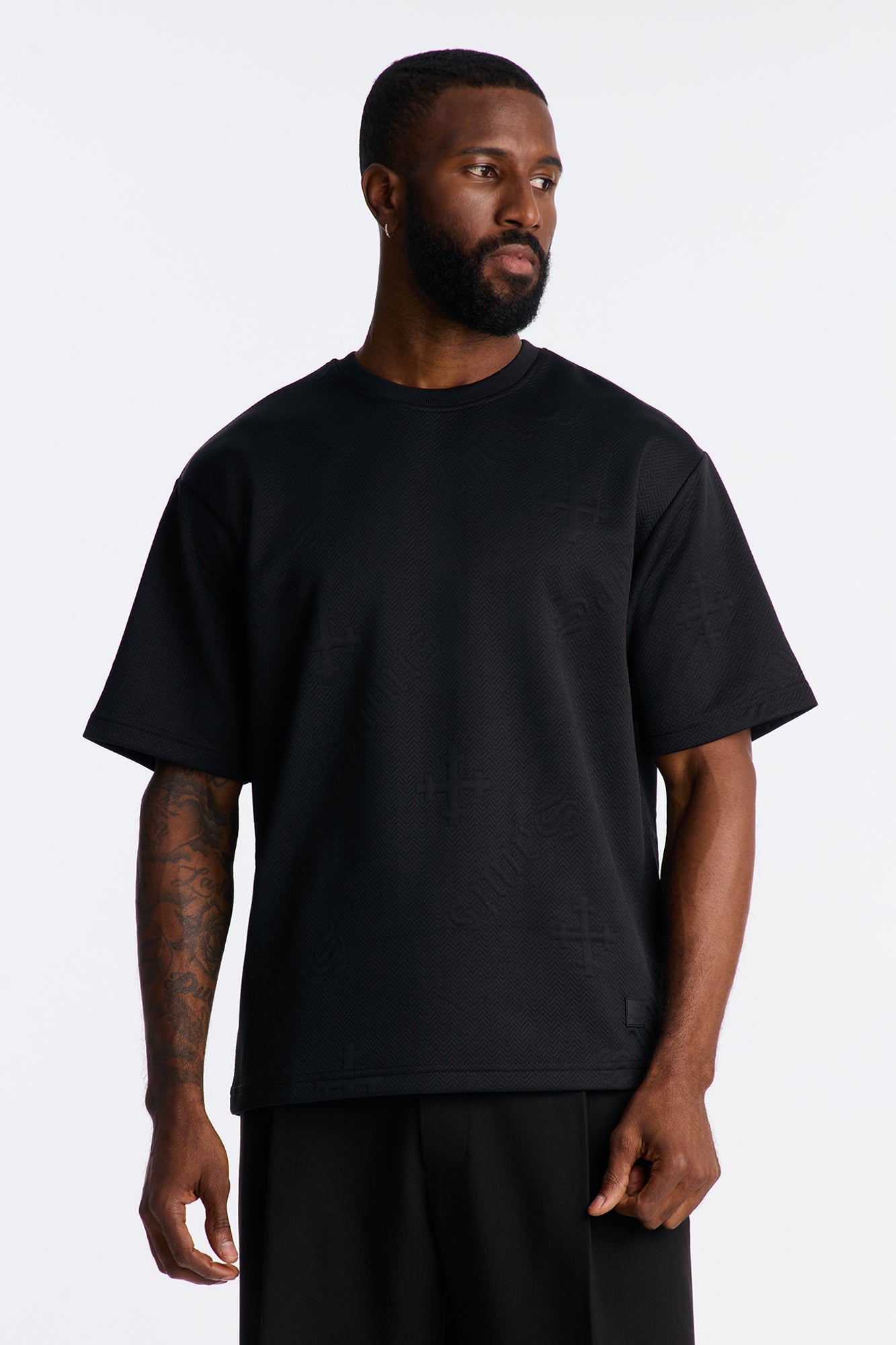 Saints Embossed Crew Tee - Black